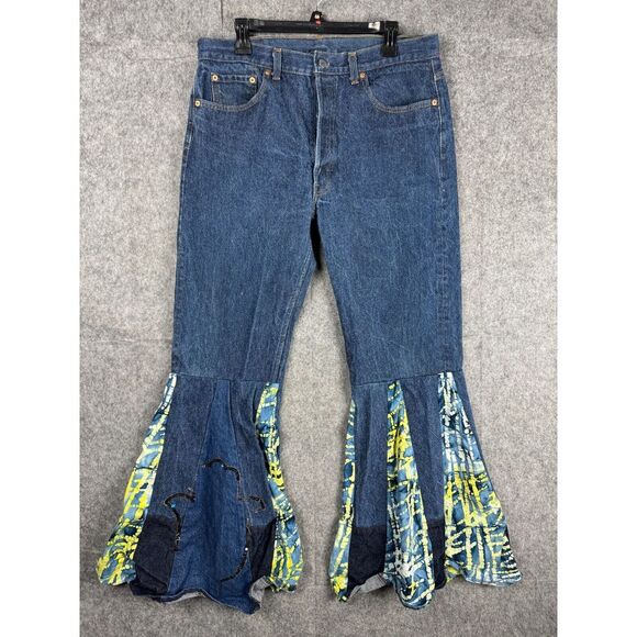 Vintage Levi's 501 XX Jeans Adult 34x31 CUSTOM BELLBOTTOMS Flare‎ 80's Embroider